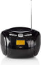 Nedis CD-Speler Boombox - Batterij Gevoed / Netvoeding - Stereo - 9 W - Bluetooth - FM - USB-weergave - Handgreep - Zwart