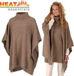 Heat Essentials - Poncho - Gebreide Dames Poncho met Col - One Size