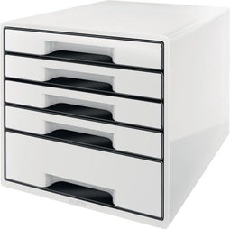 Leitz Desk cube - 5 laden - Glanzend - Wit/Grijs