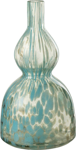 J-Line vaas Fles Decoratief Stippen - glas - blauw