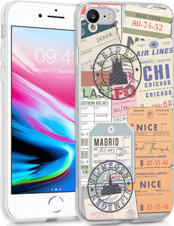 iMoshion Hoesje Geschikt voor iPhone SE (2022) / SE (2020) / 8 / 7 Hoesje Siliconen - iMoshion Design hoesje - Meerkleurig / Post Travel