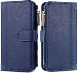 iMoshion Hoesje Geschikt voor iPhone 13 Pro Hoesje Met Pasjeshouder - iMoshion Luxe Portemonnee - Donkerblauw