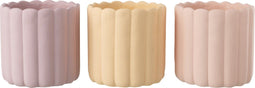 J-Line Bloempotten in keramiek - roze - geel - paars - 18x18xH17.5 cm - Set van 3