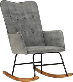 vidaXL - Schommelstoel - in - vintage - stijl - canvas - grijs