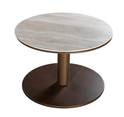 Yoi - Millor side table dia. 60x45 cm aluminium bronze/travertin