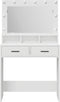vidaXL - Kaptafel - met - LED-verlichting, - Wit, - 79x41x135 - cm