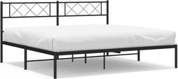 vidaXL - Bedframe - met - hoofdbord - metaal - zwart - 200x200 - cm