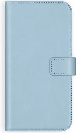 Selencia Hoesje Geschikt voor Samsung Galaxy A71 Hoesje Met Pasjeshouder - Selencia Echt Lederen Bookcase - Lichtblauw