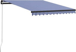 vidaXL - Luifel - handmatig - uittrekbaar - 300x250 - cm - blauw - en - wit