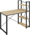 Bureau - SONOMA - Stalen Frame met 3 Planken, Stabil en Praktisch, Perfect voor Studentekamer, Jeugdkamer of Kantoor, Kleur: Eiken Sonoma en Zwart, 120 x 60 x 120 cm, Max. 50 kg
