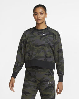Nike Dri-FIT Get Fit Camo Sporttrui Dames - Losvallend - Zwart/Grijs - Maat L