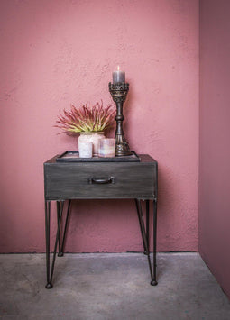 PTMD Jermy Ronde Kandelaar - H41 x Ø14 cm - Antiek - Zilver