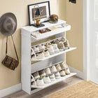 SoBuy FSR78-L-W - Smalle schoenenkast - 2 kleppen - Zwart 75 x 24 x 96 cm