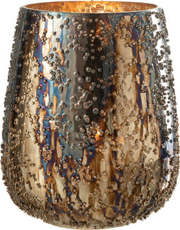 J-Line windlicht Lise - glas - bruin/goud - large