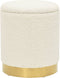vidaXL - Hocker - met - opbergruimte - rond - fleece - wit