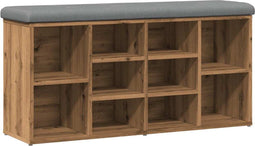 vidaXL - Schoenenbank - 102x32x50 - cm - bewerkt - hout - artisanaal - eikenkleur
