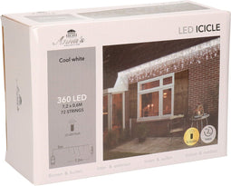 IJspegelverlichting lichtsnoer met 360 lampjes helder wit 720 x 60 cm - Flash/knipperfunctie - Kerstverlichting ijspegel lampjes
