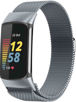 imoshion Milanees magnetisch bandje - Geschikt voor Fitbit Charge 5, Charge 6 - Grijs - S