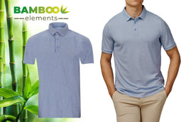 Bamboo Elements - Polo Shirt Heren - Korte Mouw - Pique Stof - Licht Blauw M