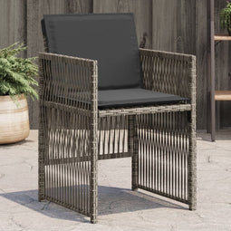 Tuinstoelen 4 st met kussens poly rattan grijs