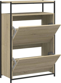 Schoenenkast 75x34x112 cm bewerkt hout sonoma eikenkleurig