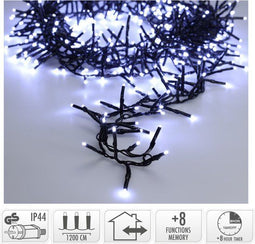 Maxi Cluster Kerstverlichting - 800 LED - 12m - 8 lichtfuncties - (ijs) wit