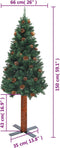 vidaXL - Kerstboom - met - echt - hout - en - dennenappels - smal - 150 - cm - PVC - groen