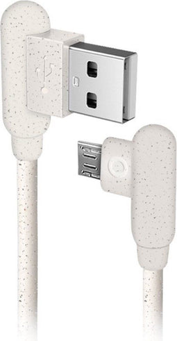 SBS TEOCNMICROW - Micro USB Kabel - 1m - Haakse connector - Eco-vriendelijk - Wit