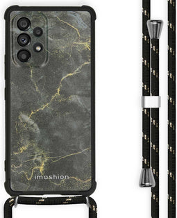 iMoshion Hoesje Geschikt voor Samsung Galaxy A53 Hoesje Met Koord - iMoshion Design Hoesje met Koord - Zwart / Black Marble