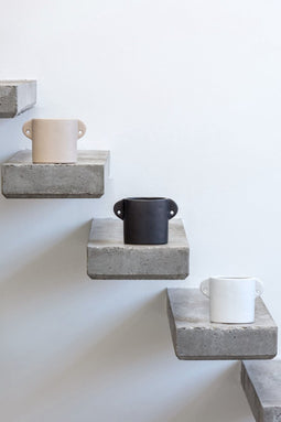 J-Line bloempot Renaissance - keramiek - wit - 2 stuks - Ø 8.5 cm