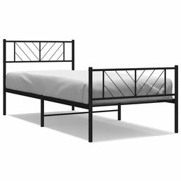 vidaXL - Bedframe - met - hoofd- - en - voeteneinde - metaal - zwart - 100x190 - cm