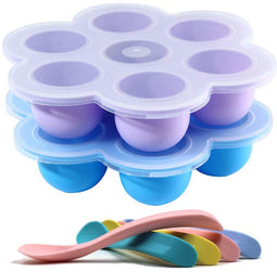 HI NATURE™ Babyvoeding bewaarbakjes set - 4 stuks babylepels - BPA vrij siliconen - (6 stuks)