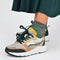 PS Poelman Carocel - Dames Runner Sneakers - Imitatie Leren Suède - Groen Beige Multi - Maat 39