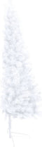 vidaXL - Kunstkerstboom - met - verlichting - en - kerstballen - half - 150 - cm - wit