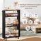 Woltu Keukentrolley - Houten Keukenrek met 3 Niveaus en Wielen - Vintage Bruin Zwart - 47 x 80 x 13 cm