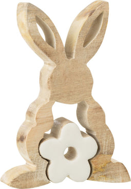 J-Line figuur Konijn - hout - wit - small