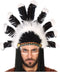 Atosa indianen veren tooi voor heren - zwart/wit - met ornamenten - carnaval/verkleed accessoires - volwassenen