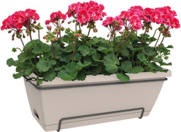 Elho Barcelona Xl Allin1 55 - Plantenbak voor Balkon Buiten - Ø 54.5 x H 23.0 cm - Taupe