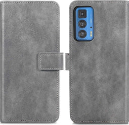 iMoshion Hoesje Geschikt voor Motorola Edge 20 Pro Hoesje Met Pasjeshouder - iMoshion Luxe Bookcase - Grijs