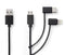 Nedis CCGP60620BK10 - Oplaadkabel - USB-Micro-B met Lightning en USB-C adapter - Zwart
