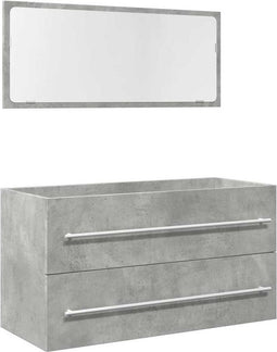 vidaXL - 2-delige - Badkamermeubelset - bewerkt - hout - betongrijs