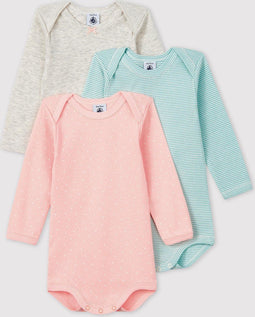 Petit Bateau Rompertje - Meisjes - 3-pack lange mouwen - Multico