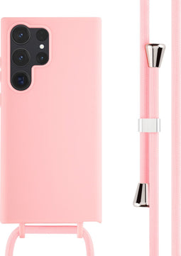 iMoshion Hoesje Geschikt voor Samsung Galaxy S23 Ultra Hoesje Met Koord - iMoshion Siliconen hoesje met koord - Roze