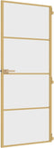 vidaXL - Binnendeur - smal - 83x201,5 - cm - gehard - glas - en - aluminium - goudkleur