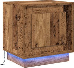 vidaXL - Nachtkastje - met - LED-verlichting - in - Oude - Hout - 44x34,5x45 - cm