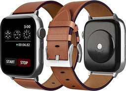 Podec Smartwatch RVS - Bandje Bruin Leer - Geschikt voor Apple Watch 38/40/41 mm - Vintage Design