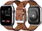 Podec Smartwatch RVS - Bandje Bruin Leer - Geschikt voor Apple Watch 38/40/41 mm - Vintage Design