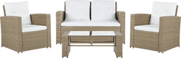 Beliani LUCA - Loungeset voor 4 - Beige - PE rotan
