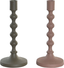 Kroonkandelaar DKD Home Decor 10,5 x 10,5 x 23,5 cm Roze Aluminium Groen (2 Stuks)