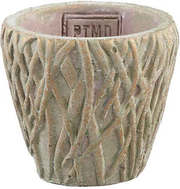 PTMD Eline Ronde Bloempot - H8 x Ø9 cm - Cement - Geel